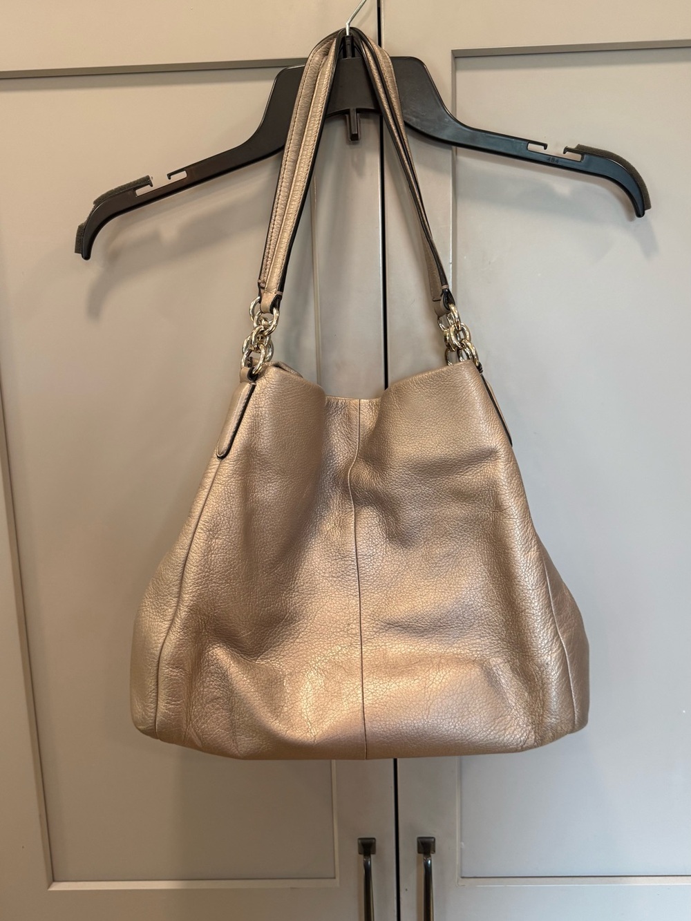 Coach Madison Phoebe Metallic Champagne Leather Shoulder Bag
